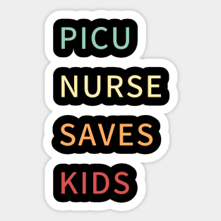 picu nurse! retro colours typographic design Sticker